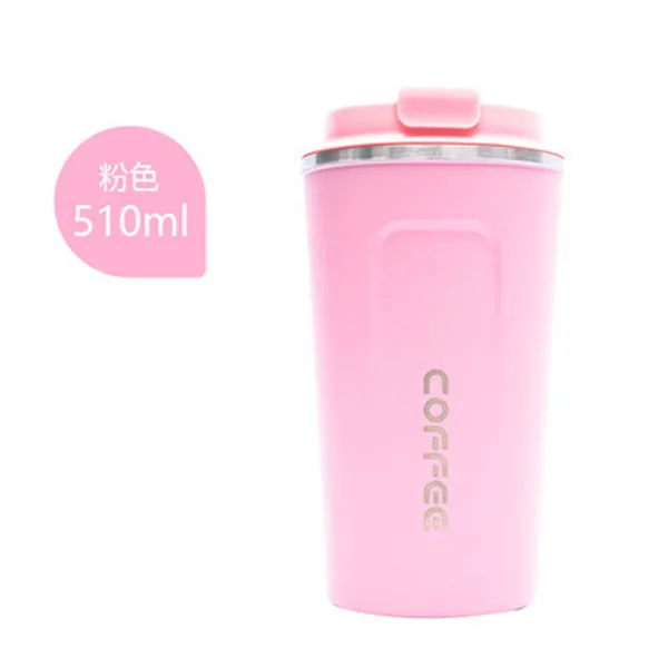 pink 510ml Термосы из нержавеющей стали с двойными стенками, Термокружка 380 мл, 510 мл, чашка для кофе, чая, воды, Термокружка для путешествий, для пары, подарки - Цвет: pink 510ml