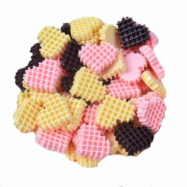 10 Pcs Doughnut Ice Cream Chocolate Candy Artificial Suger Biscuits Ornament Craft Decor Miniature Dollhouse DIY Home Decoration heart Biscuits