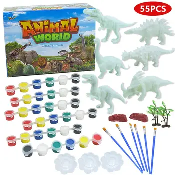 

DIY Coloring 3D Painting Animal Dinosaur Model Drawing Graffiti Toy Set Kids Children Non-toxic Paint Arts For Kids Girls Boys
