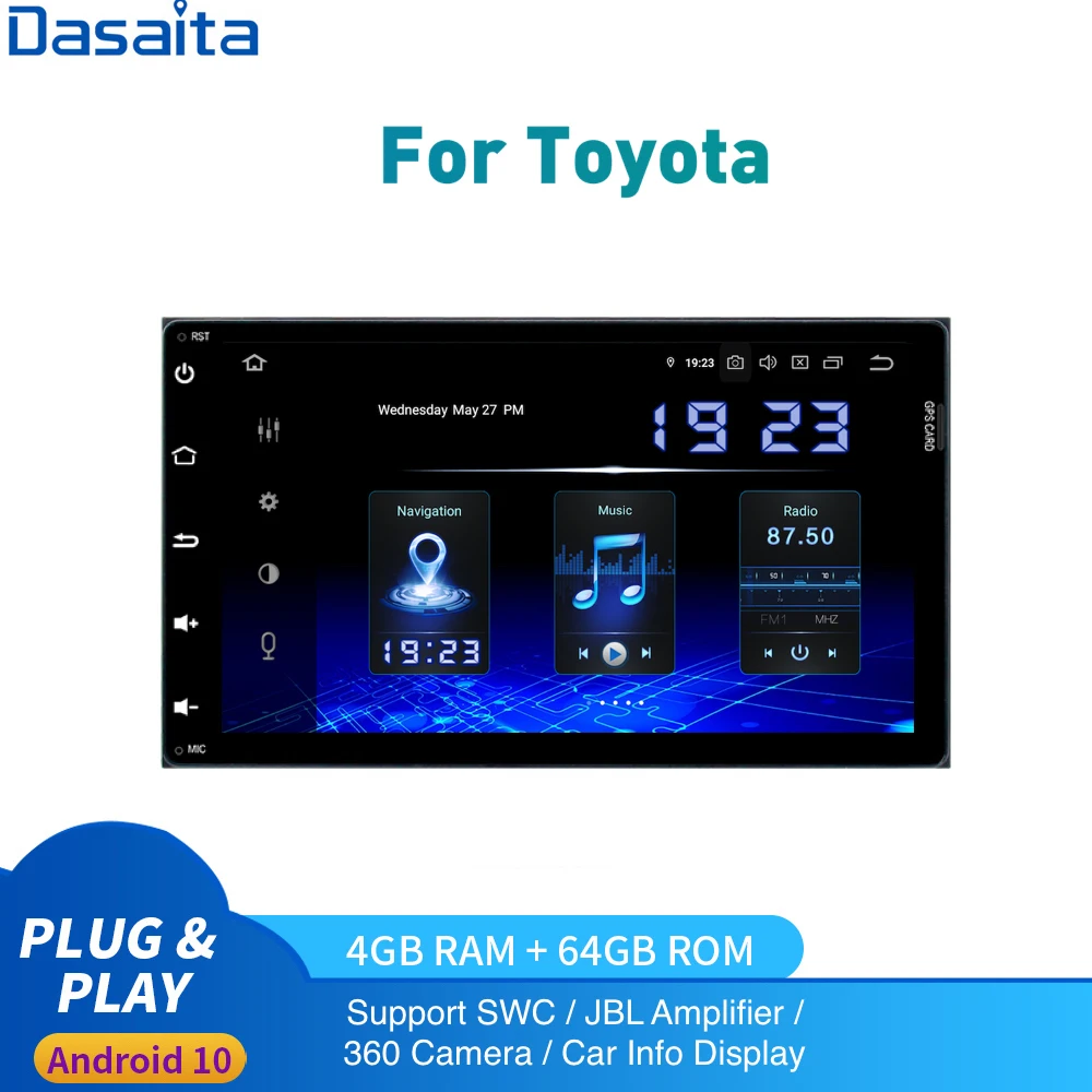 Автомагнитола Dasaita 2 Din Android 10 для Toyota Corolla Auris Fortuner innova Siena 2016 - 2019 | Автомобили и