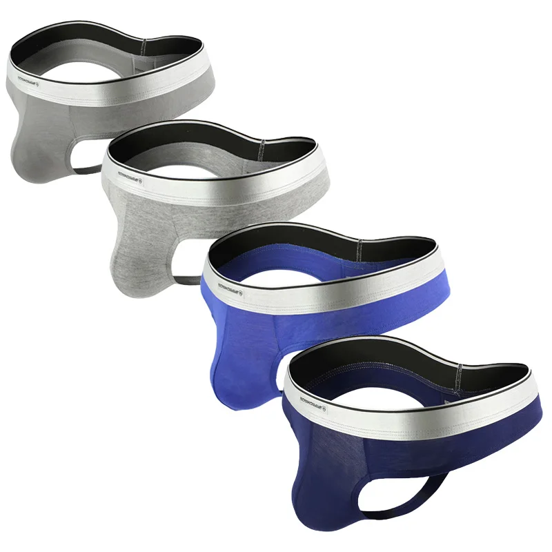 Мужские Трусы-стринги 4 шт./лот мягкое нижнее белье из модала стринги для мужчин