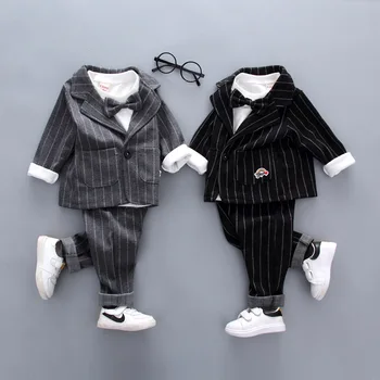 

boys stripe Gentleman leisure suit Long Sleeve Casual 3 Pcs set Baby boy clothes Children's spring and autumn clothes 1-4 yrs