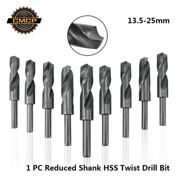 

CMCP 1pc 13.5-25mm Reduced Shank HSS Twist Drill Bit For Wood/Metal Nitride Coated Gun Drill Bit Hole Cutter