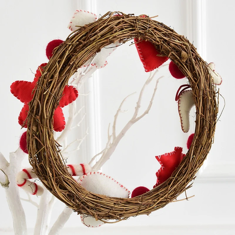 Christmas Wreath Front Door Decorations Garland Xmas Winter Holiday Theme Supplies Hanging Ornaments Wreath Window Christmas Dec