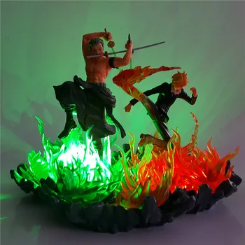

One Piece Figures Zoro Sanji DIY Led Night Lights Fire One Piece Zoro LED Table Lamp for Bedroom Home Deoration Christmas Gift