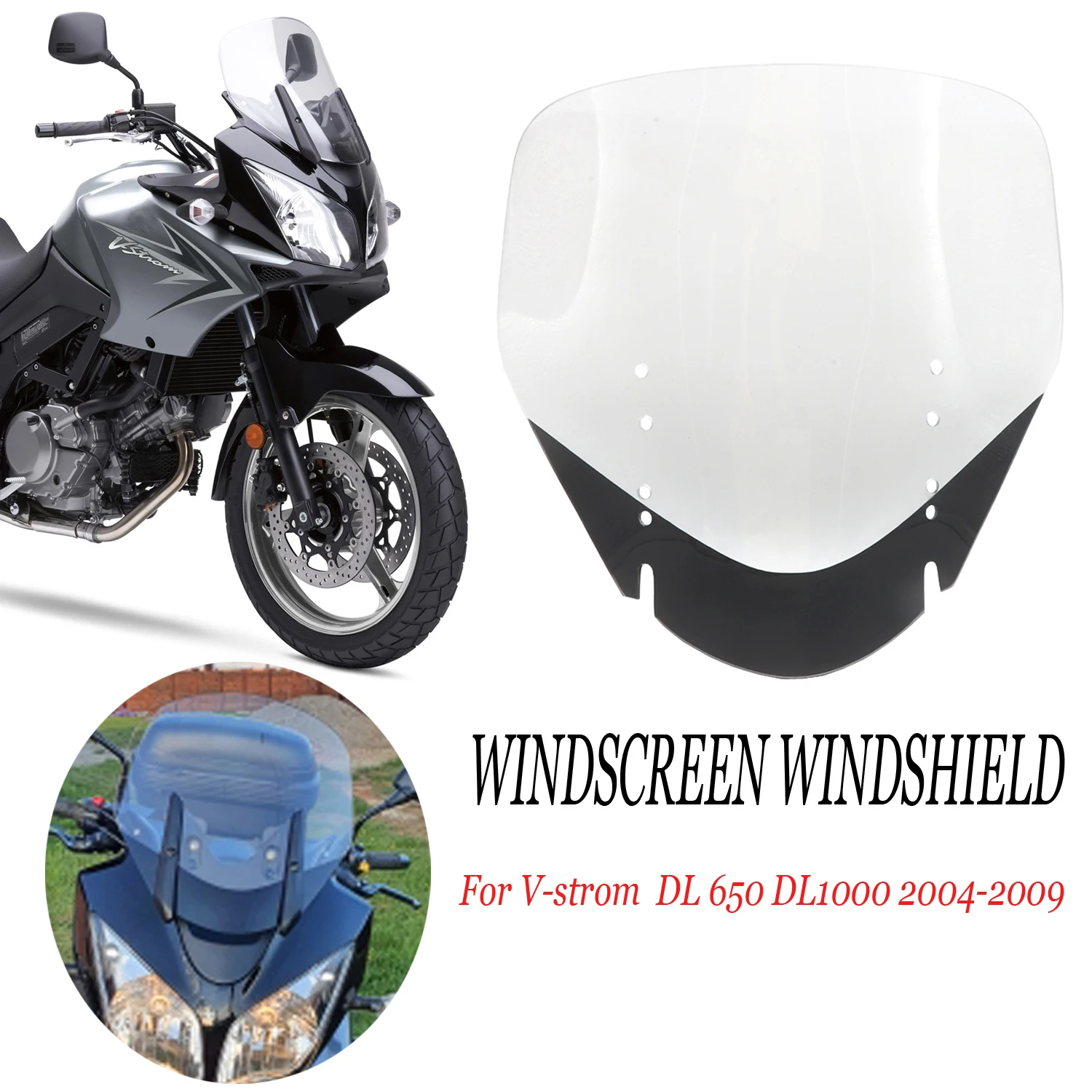 

39CM High Quality Motorcycle Windshield Windscreen For Suzuki Vstrom V-strom DL650 DL 650 DL1000 2004-2009