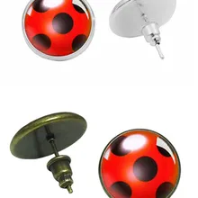 1 пара, серьги-гвоздики в виде божьей коровки, милые круглые серьги в горошек для женщин, вечерние, подарки, ювелирные изделия в виде животных, насекомых, 2 цвета