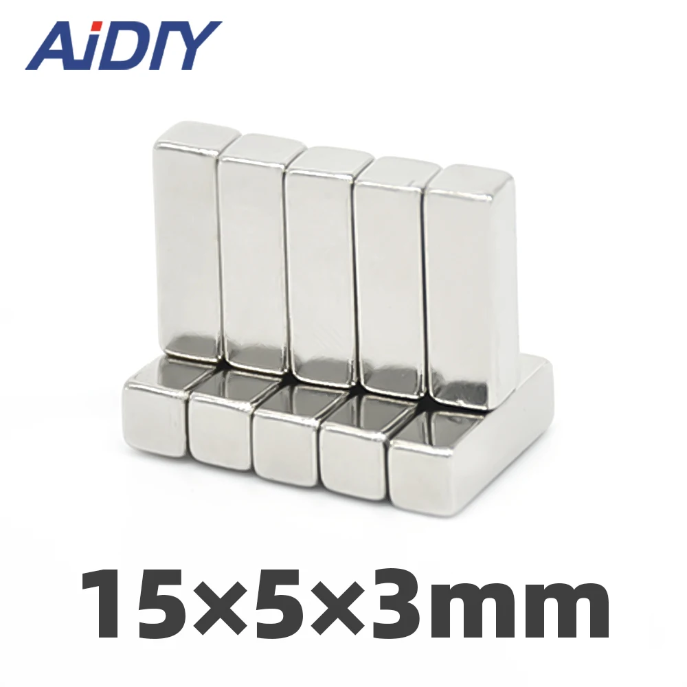 AI DIY 10/50/лот шт. 15x5x3 мм N35 Неодимовый магнитный блок квадратный супер сильный, мощный силовой магнит прямоугольные 15*5*3 мм
