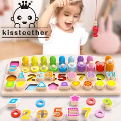 Kisteether tablero de agarre Digital de madera para bebé, juguete de rompecabezas tridimensional para niños, con número de madera, para uñas