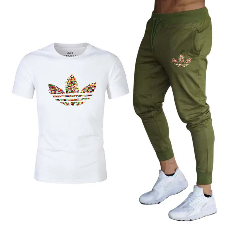 

2019New Running Men's Sets Quick-drying Breathable T-short+Loose Stretch Sweatpants Summer Jogging Fitness training Sports Suits