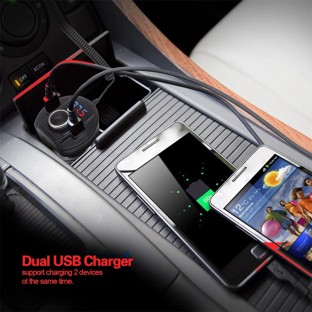 Автомобильный Bluetooth fm-передатчик, музыкальный плеер, подстаканник, Hands Free, поддержка звонков, U диск, TF карта, двойное USB зарядное устройство, музыкальный плеер 5