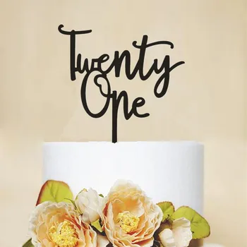

New Arrival Twenty One 21st Birthday Cake Topper Glitter Gold Party Cake Decoration Acrylic/Wooden Cut Cake Accessory Supplies