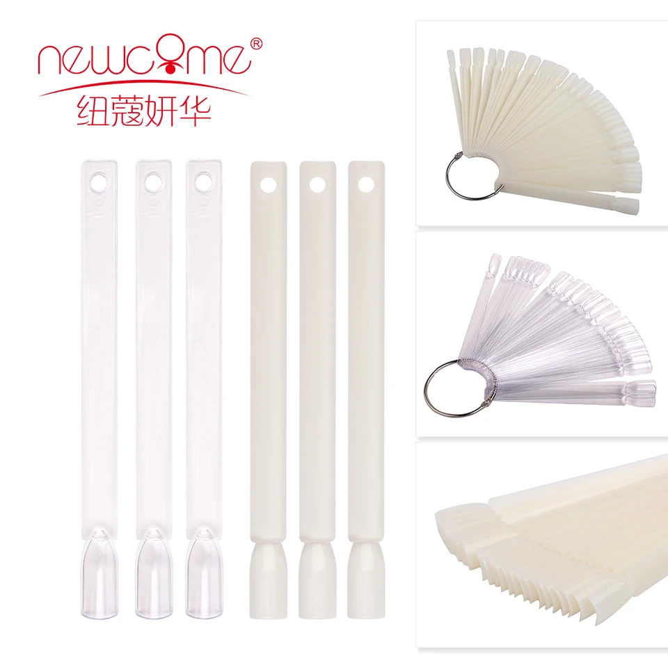 Newcome Clear Nature Black False Tips For Nail Art Display Ovale Fan Style Nail Swatch Polish Stand Tips Pratica Strumenti Per Manicure