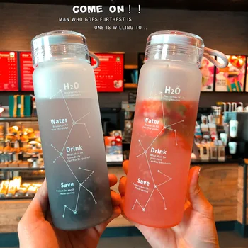 

Creative Gradient Constellation Water Bottles Frosted Heat-resistant Glass with Rope 460ml Large Capacity Outdoor Portable Cups