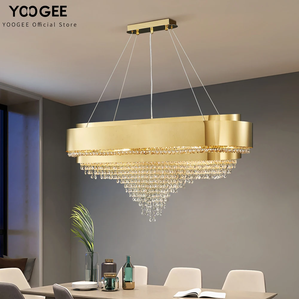 Modern Gold Luxury Crystal Chandelier for Kitchen Island Oval Dining Living Room Home Decor Lighting Cristal Led Lustre | Освещение