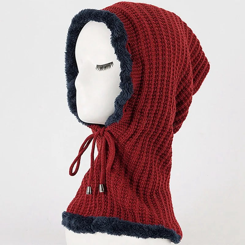 Женская вязаная шапочка-шарф, набор Skullies Beanies, Зимние головные уборы для мужчин и женщин, однотонная шапка, шапка