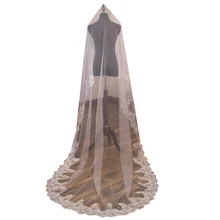 Красивая свадебная вуаль кружевная боковая 3 м длинная со шлейфом Соборная Фата для невесты Однослойная белая марлевая Мягкая сетчатая Длинная фата для невесты