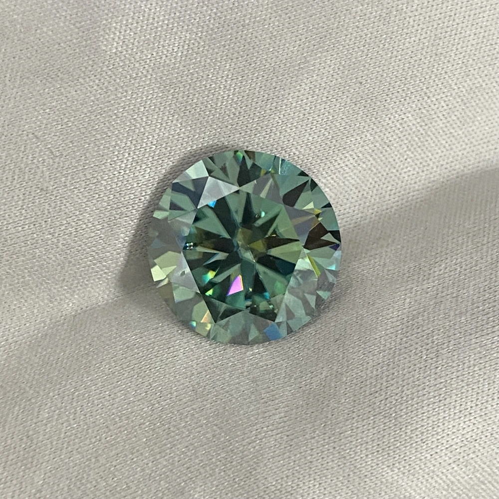 Meisidian Big Size 10 Karat 14mm Loose Diamond Light Green Moissanite Stone Price Per Carat