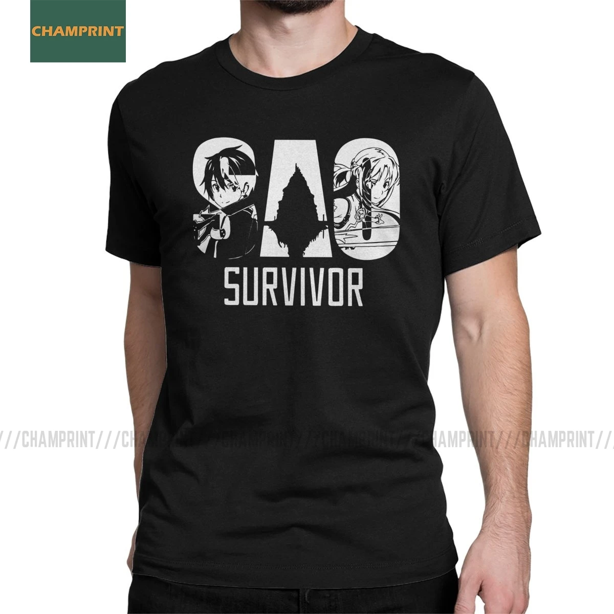 Мужские футболки SAO Survivor Sword Art Online винтажная хлопковая футболка с коротким