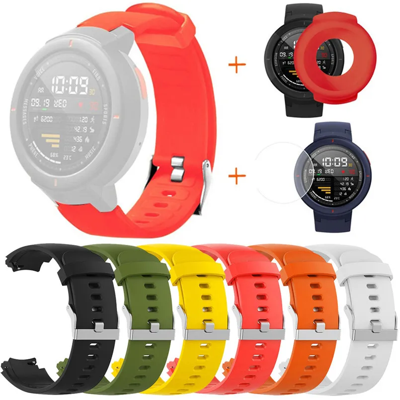 Silicone Watch Band Strap Case For Huami Amazfit Verge with Screen Protector Fashion Sport Wrist Strap Adjustable 40AP550