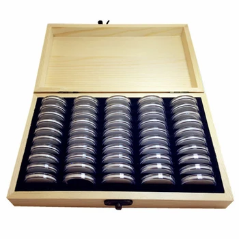 

Vintage Wooden Display Capsules Antioxidative Commemorative Container Universal Home Collection Case Protective Coin Storage Box