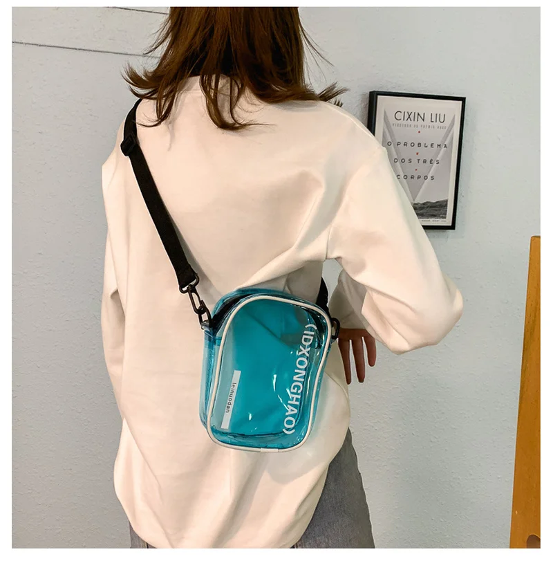 Прозрачная сумка для женщин; прозрачные женские сумочки на плечо; повседневные маленькие сумки через плечо с буквенным принтом для девочек