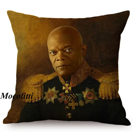 Military Generals Oil Painting Art Decorative Throw Pillow Case Celebrity Star General Costume Design Bedroom Sofa Cushion Cover K177-16