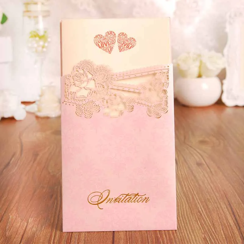  10 Pcs/Set Creative Business Meeting Hotel Hollow Hot Stamping Invitation Cards Romantic Wedding In - 4.00034E+12