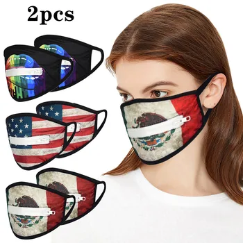 

American flag Print Masks Washable Protective Mask Men & Women Reusable Zipper Mask Easy to Drink Ear hook Mask mundschutzmaske