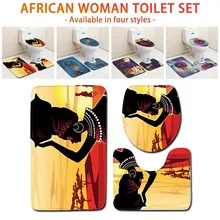 Набор ковриков для ванной подушка для унитаза Нескользящая модная Нетканая ткань 3 шт./компл. домашний декоративный коврик в африканском стиле для девочек