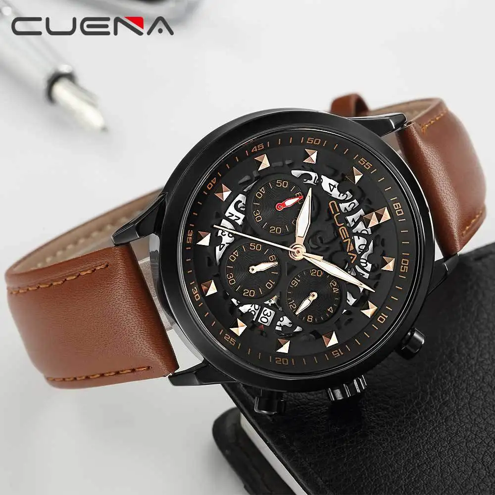 Clearance Sale Fashion Mens Watches Top Brand Luxury Military Quartz Watch Leather Waterproof Sport Chronograph Watch Men