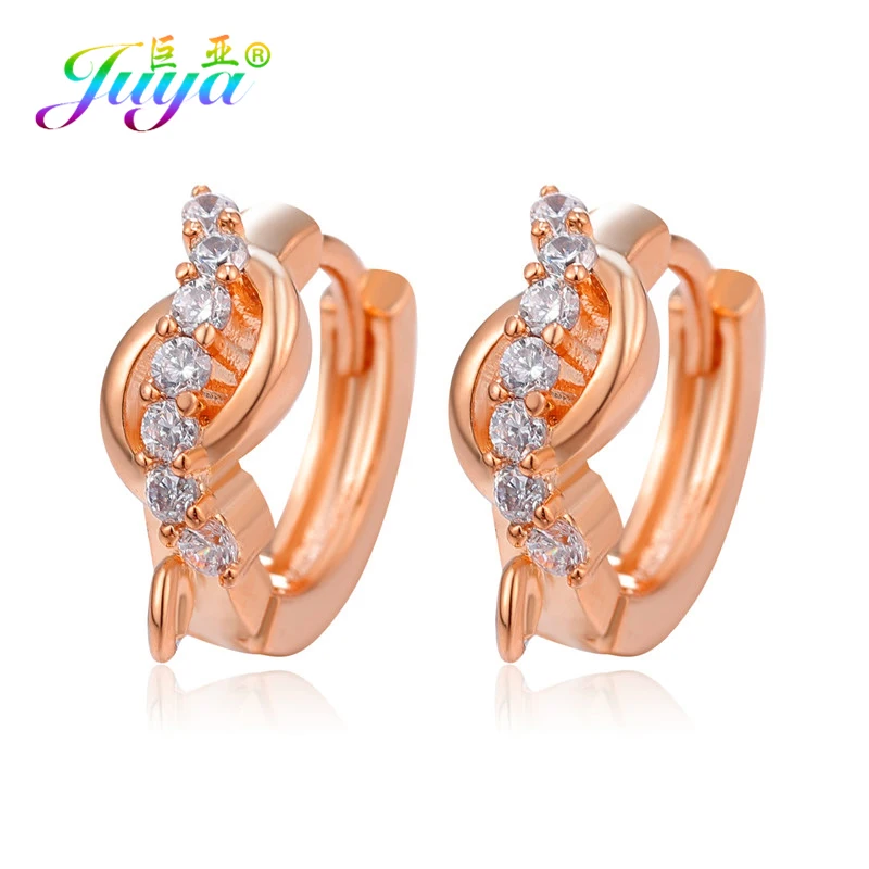Rose Gold Juya DIY серьги аксессуары поставки золото/серебро креативный крепеж обруч серьги крючки для женщин Мода висячие серьги - Цвет: Rose Gold