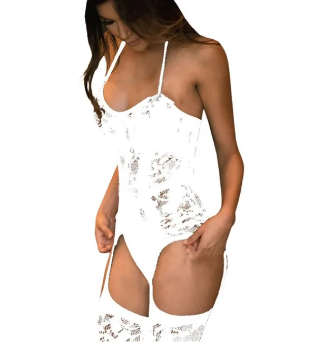 Porno Lenceria baby doll mujer сексуальное нижнее белье женская комбинация нижнее белье Эротическое платье нижнее белье сексуальные женские костюмы Боди Чулки - Цвет: white