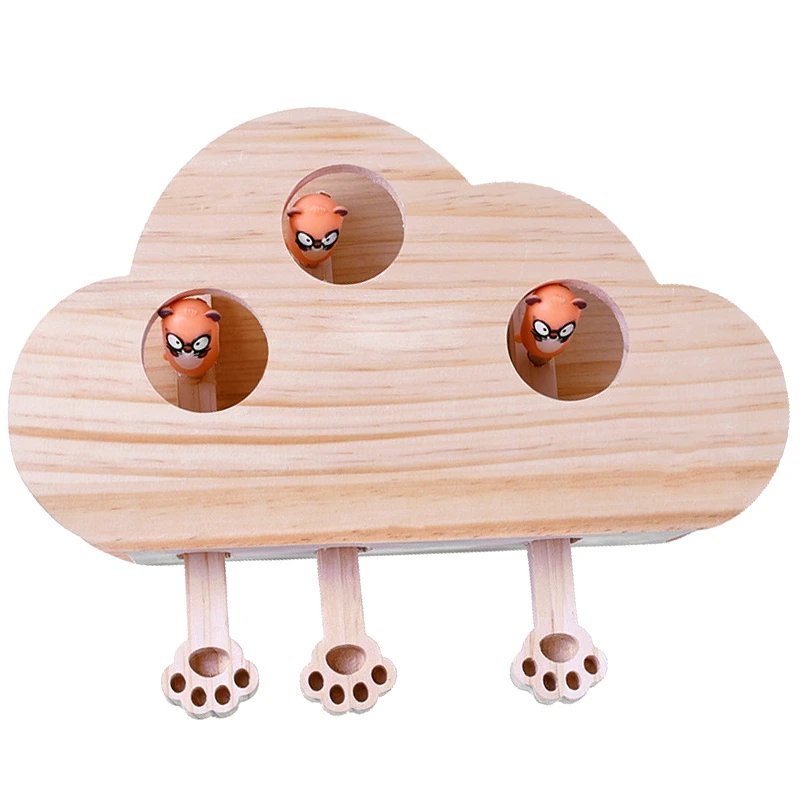 

Top-Funny Cat Toy Mouse Solid Wooden Interactive Maze Pet Hamster Holes Cat Catch Bite Pet Seat Scratch Cloud Puzzle Pet Toy