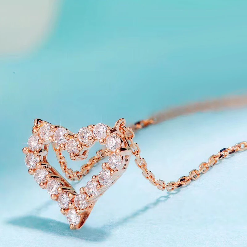 AEAW 0.15ct 18k желтое золото Топ класс Леди Мода сердце кулон ожерелье для женщин