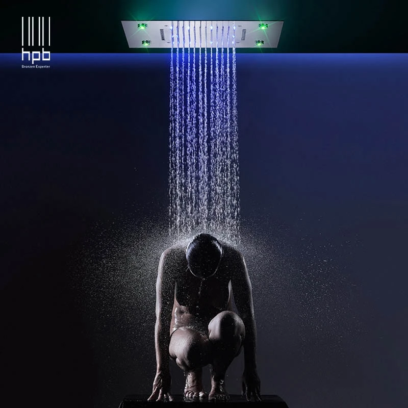 

HPB Bathroom Shower Room Faucet Accessory Luxury Ceiling Mounted Stainless Steel LED Rainfall Waterfall Shower Head L-50X36P