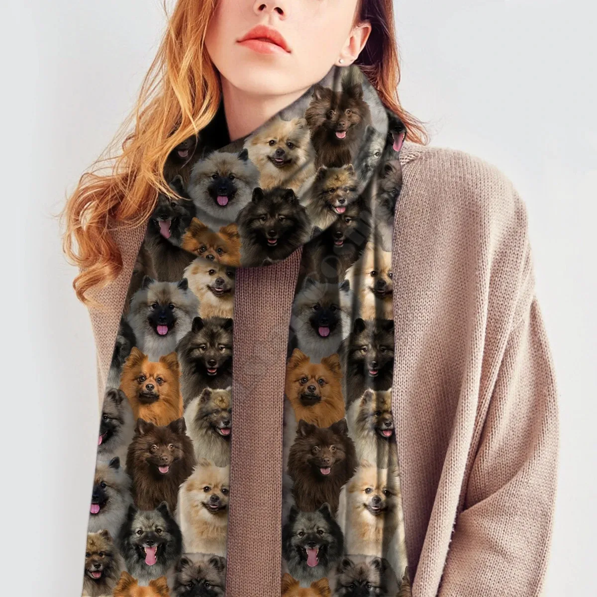 You Will Have A Bunch Of Keeshonds 3D Print Imitation Cashmere Scarf Autumn And Winter Thickening Warm Shawl Scarf