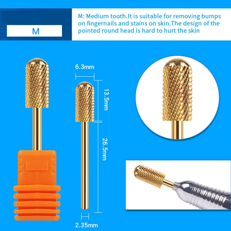 Резак для ногтей, сверла для маникюра, вольфрамовая стальная головка, электрические аксессуары для дизайна ногтей, инструмент для полировки ногтей - Цвет: 02-M