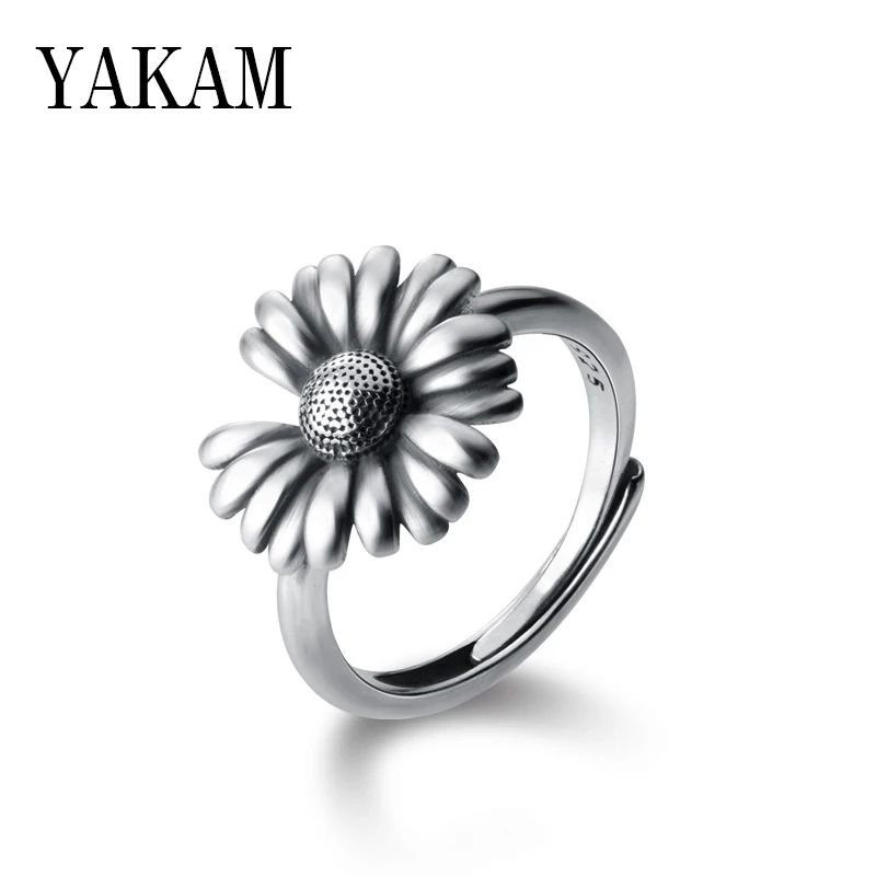 

Vintage Daisy Ring Men Sun Flower Anillos S925 Sterling Silver Daisies Rings for Women Fine Jewelry Fashion Girl Party Gift Anel