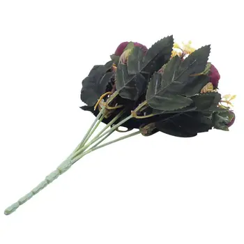 

New 1 Bouquet 9 head Artificial Silk cloth Fake Flowers Leaf Peony Floral Home Wedding Party Decor red