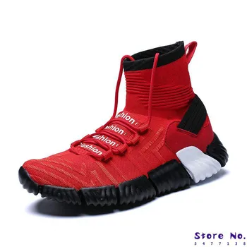 

High Top Sock Shoes Men 2020 Breathable Light Black Red Shoes Cansual Non Slip Soft Running Shoe For Man Tenis Masculino Adulto