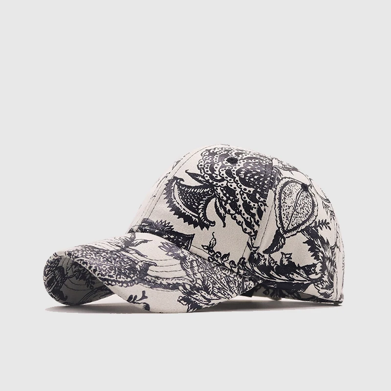 Spring And Summer Men's Baseball Cap Floral Printing Caps Cotton Versatile Sunshade Casual Men's And Women's Hat Cap For Boy