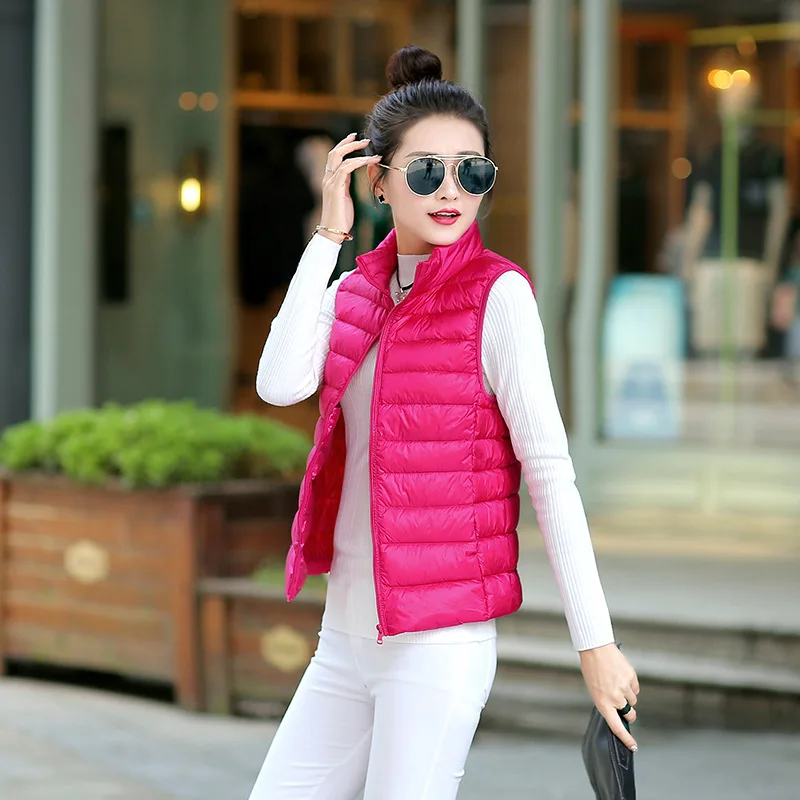 Специальное предложение сезона, тонкий пуховый жилет, женский, большой размер, короткий, стоячий воротник, универсальный жилет, жилет, Ранняя весна, пальто