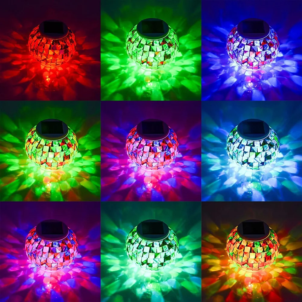 Saules LED gaisma āra saules spuldzes stikla mozaīkas lodīšu krāsas maiņa dārza gaismas Dārza zāliena dekors LED lampas LED saules gaisma_voghion.com