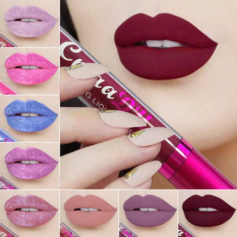 

12Colors Matte To Glitter Liquid Lipstick Metal Lip Gloss Long Lasting Waterproof Pearl Colour makup Lip Tint Lips Makeup TSLM2