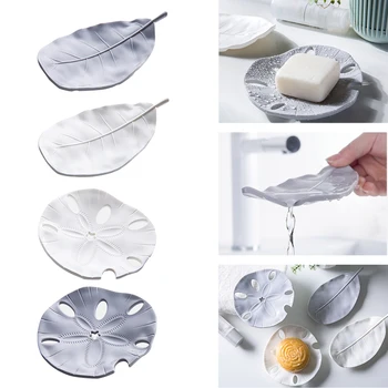 

Portable Plastic Creative Leaf Shape Soap Dish Box Drain Rack Soap Storage Holder Container Shelf Bathroom Shower Plate Tray