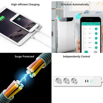 

Smart Plug Smart Switch Socket Wifi Timing Plug 1.8M 3/4-Ports Voice Intelligent Control Wireless Outlet Remote Control Socket