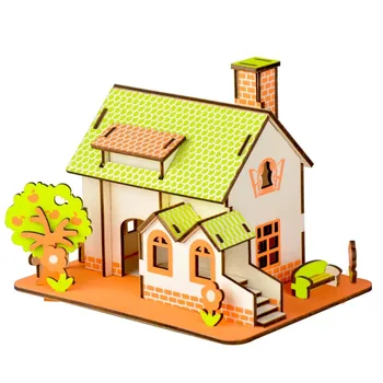 

Green Apple Fairyland DIY 3D Wooden Puzzle Woodcraft Assembly Kit Cutting Wood Toys For Christmas Gift