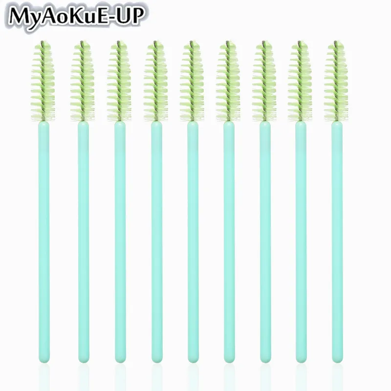 Ny mint-light green 50 шт одноразовые кисти для макияжа косметические ресницы Хрустальная ресница кисти Алмазный аппликатор для ресниц палочки с кисточкой для туши инструменты - Handle Color: Ny mint-light green