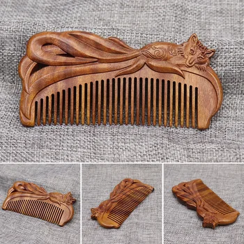 

Grooming Souvenir Home Travel Massage Fox Shape Portable Anti Static Craft Styling Tool Gift Wooden Comb Hair Brush